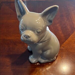 Gray Ceramic Dog cookie jar Threshold French bulldog
